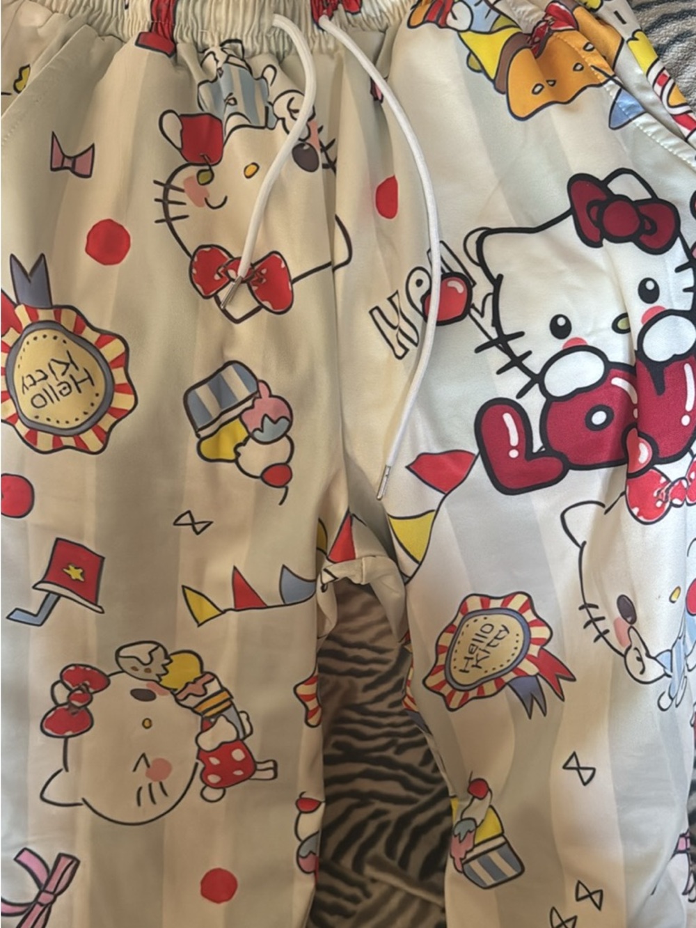 Hello Kitty White Pants with Red, Yellow, Blue and Pink Accents